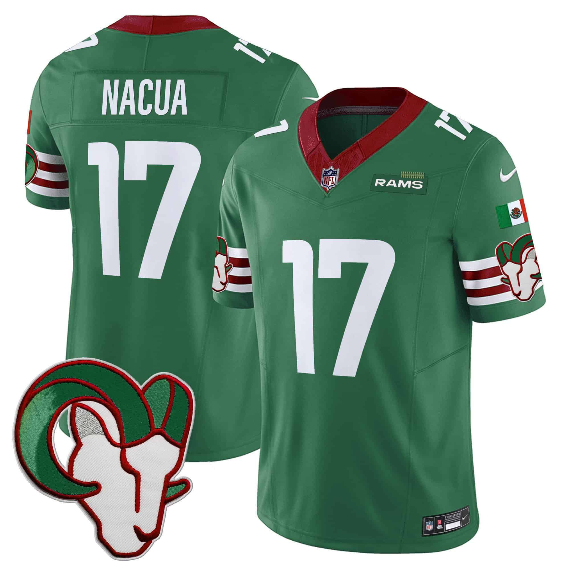 Men Los Angeles Rams #17 Nacua Green 2024 Nike Mexico Vapor Limited NFL Jersey